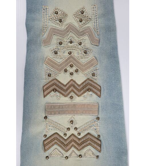 Vintage Sweet November Womens 4 Blue Boho Hippie Jeans Embroidered Wide‎ Leg - Picture 15 of 15